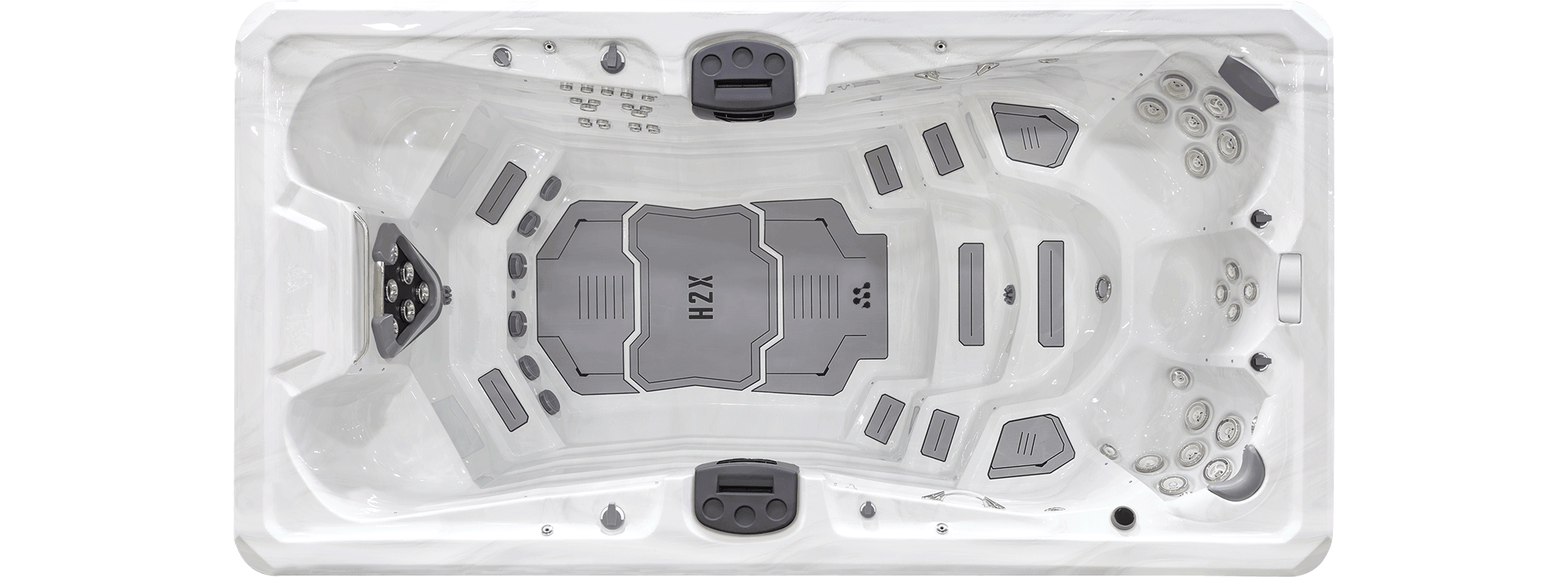 Challenger 15D overhead swim area and seating layout