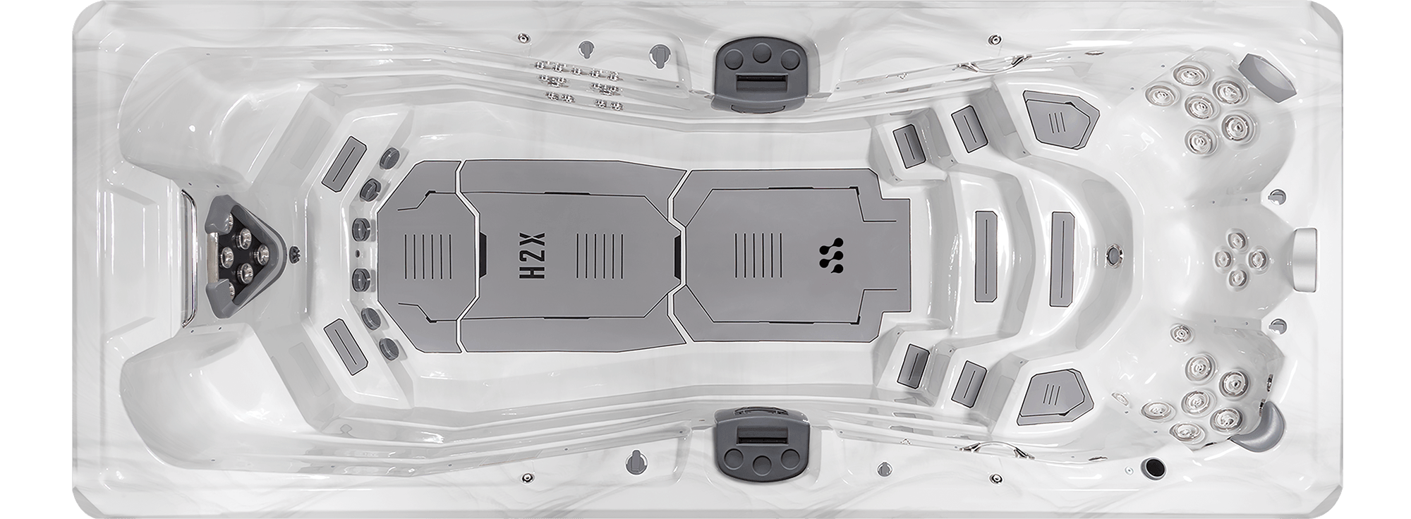Challenger 19D MAX overhead swim area and seating layout