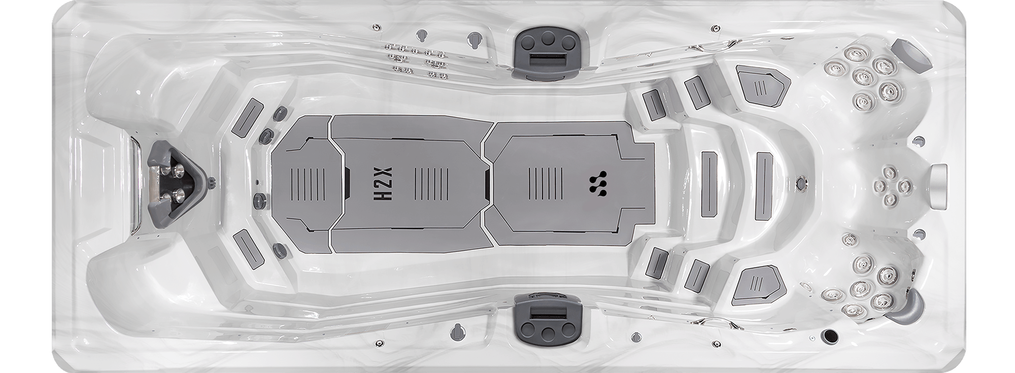 Trainer 19D MAX overhead swim area and seating layout